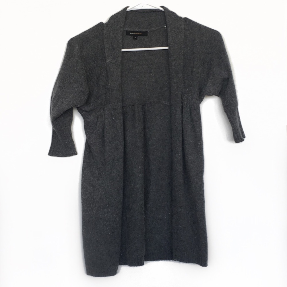 BCBGMaxAzria Gray Angora Wool Open Cardigan Sweater – Size Small
